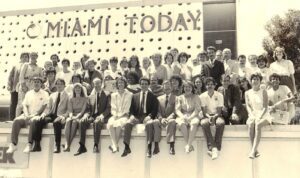 Writers and staff on the roof of Miami Today, 1985